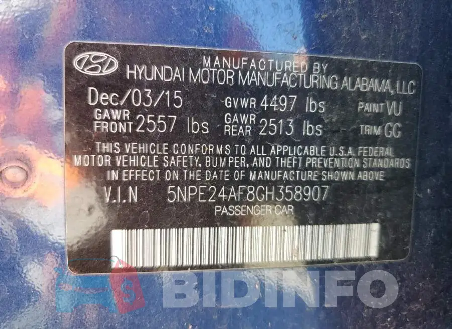 5NPE24AF8GH358907 Photo# 12