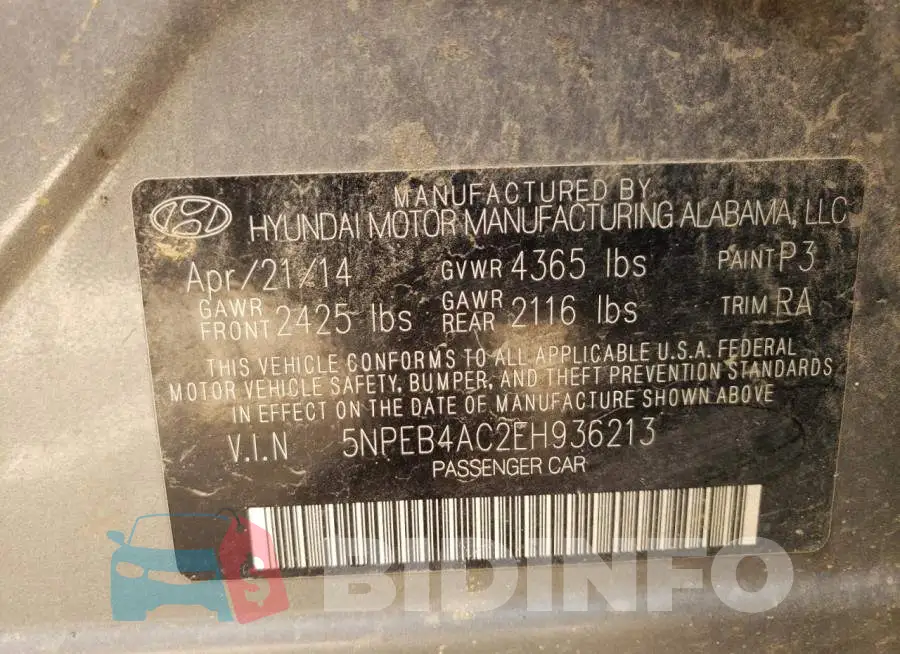 5NPEB4AC2EH936213 Photo# 12