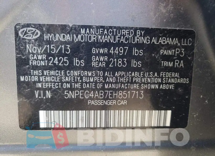 5NPEC4AB7EH851713 Photo# 12
