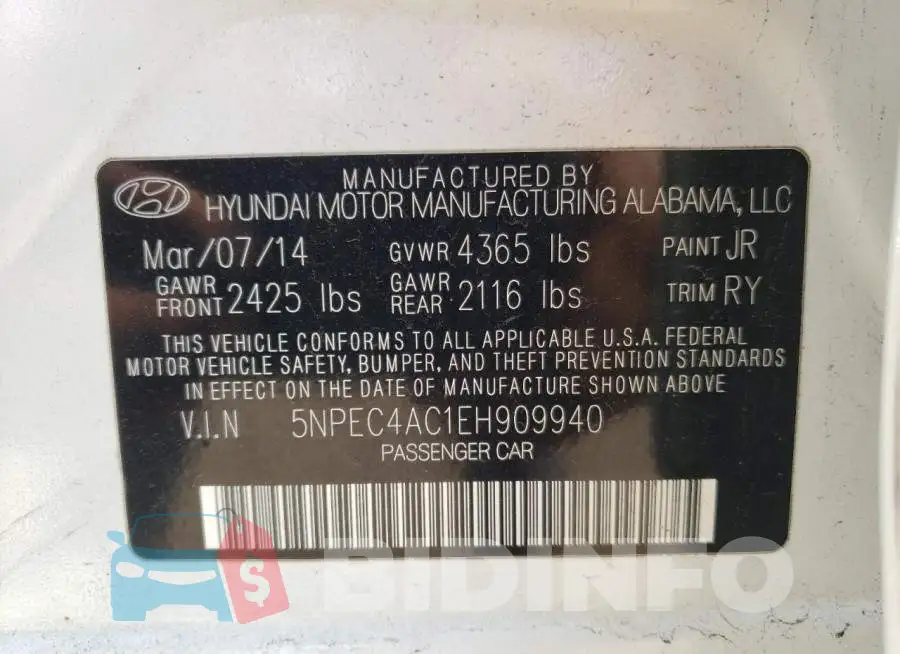 5NPEC4AC1EH909940 Photo# 12