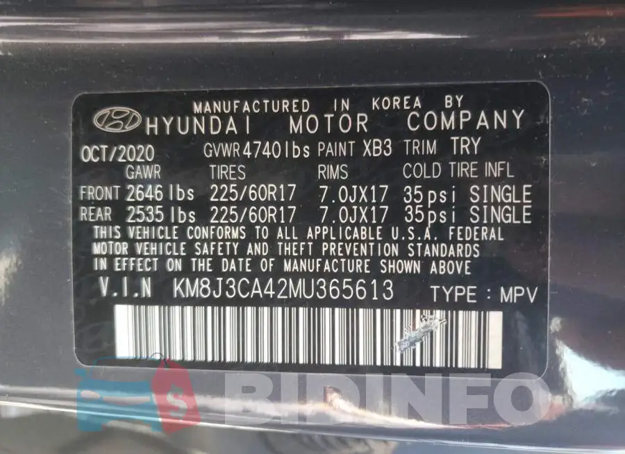 KM8J3CA42MU365613 Photo# 13
