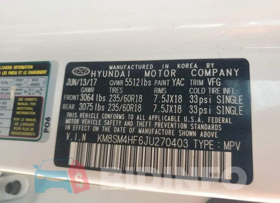 KM8SM4HF6JU270403 Photo# 13