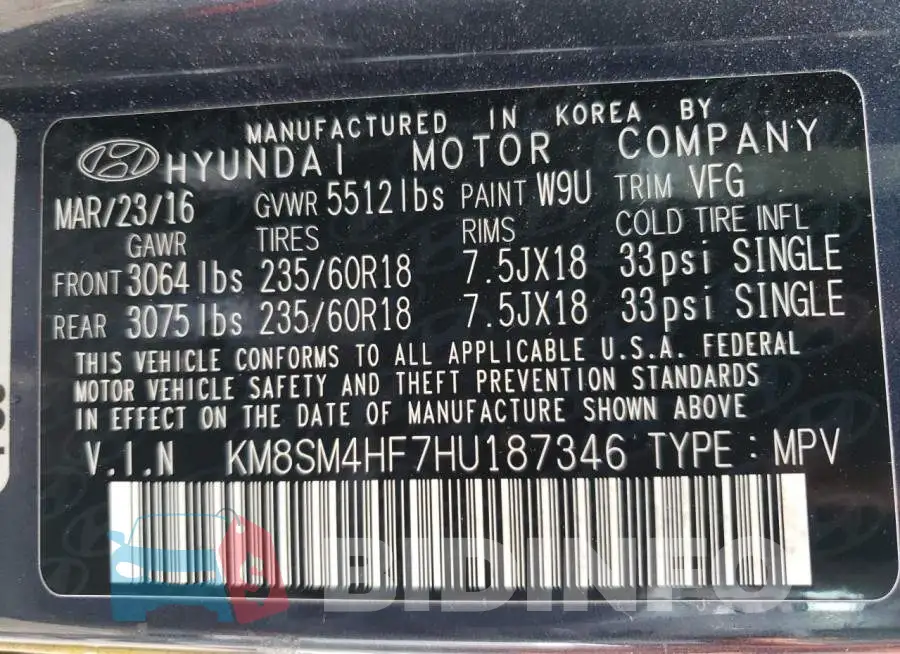 KM8SM4HF7HU187346 Photo# 14