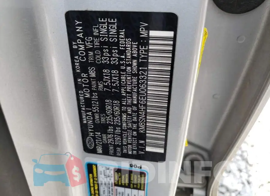 KM8SN4HF6EU063321 Photo# 13