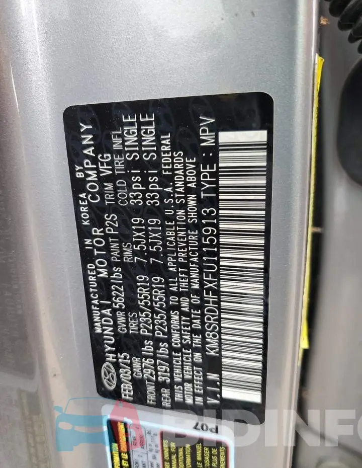 KM8SRDHFXFU115913 Photo# 12