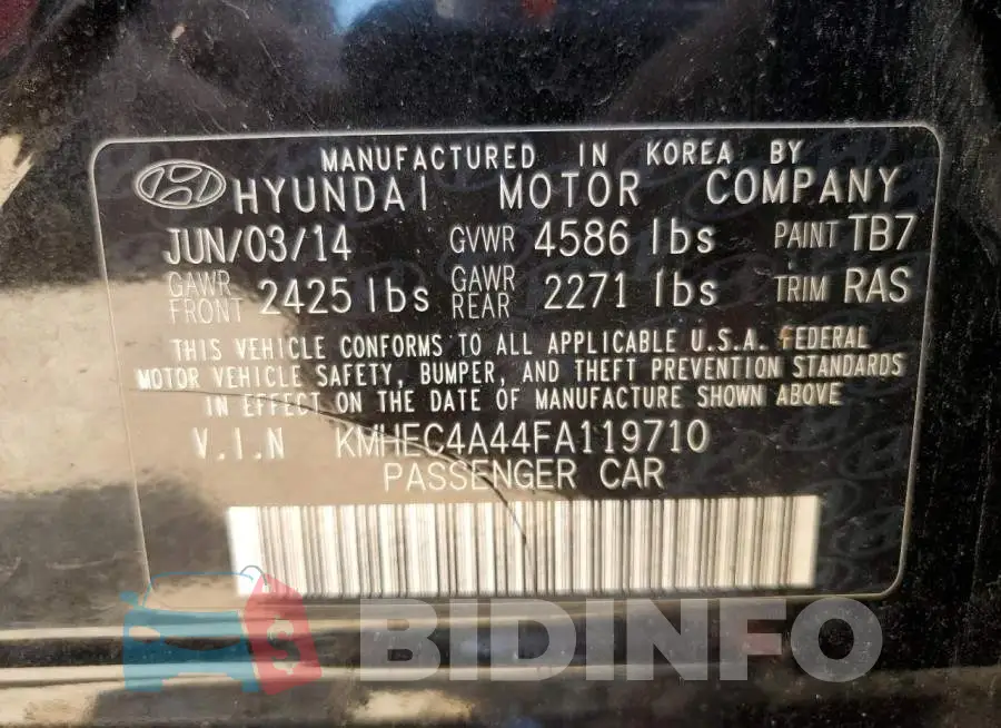 KMHEC4A44FA119710 Photo# 13