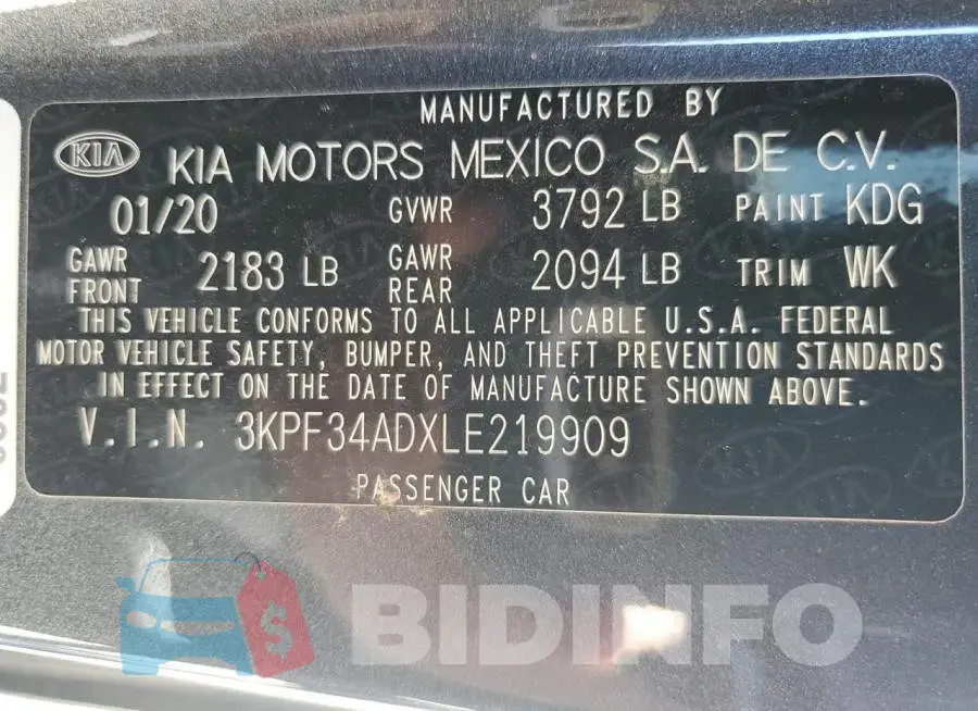 3KPF34ADXLE219909 Photo# 12