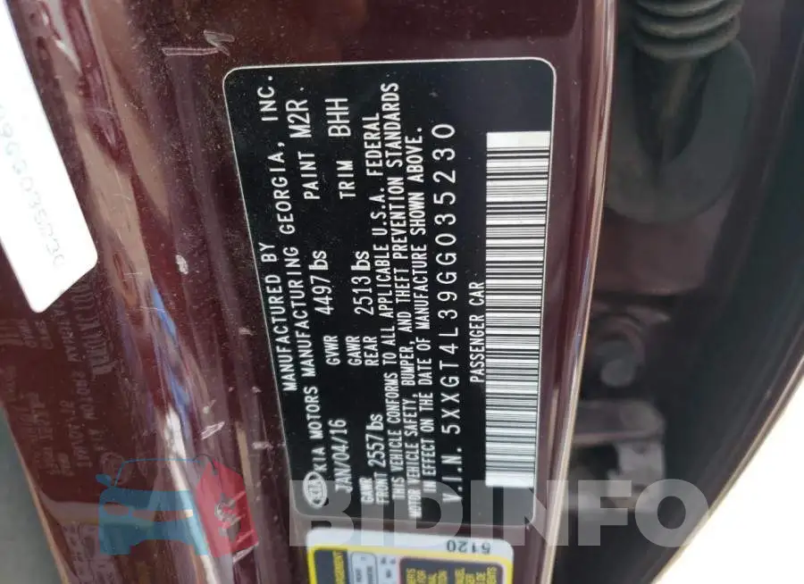 5XXGT4L39GG035230 Photo# 12