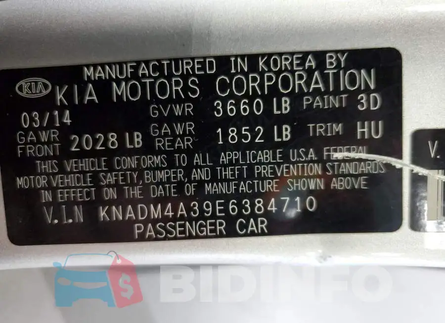 KNADM4A39E6384710 Photo# 12