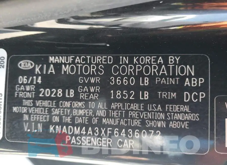 KNADM4A3XF6436072 Photo# 12