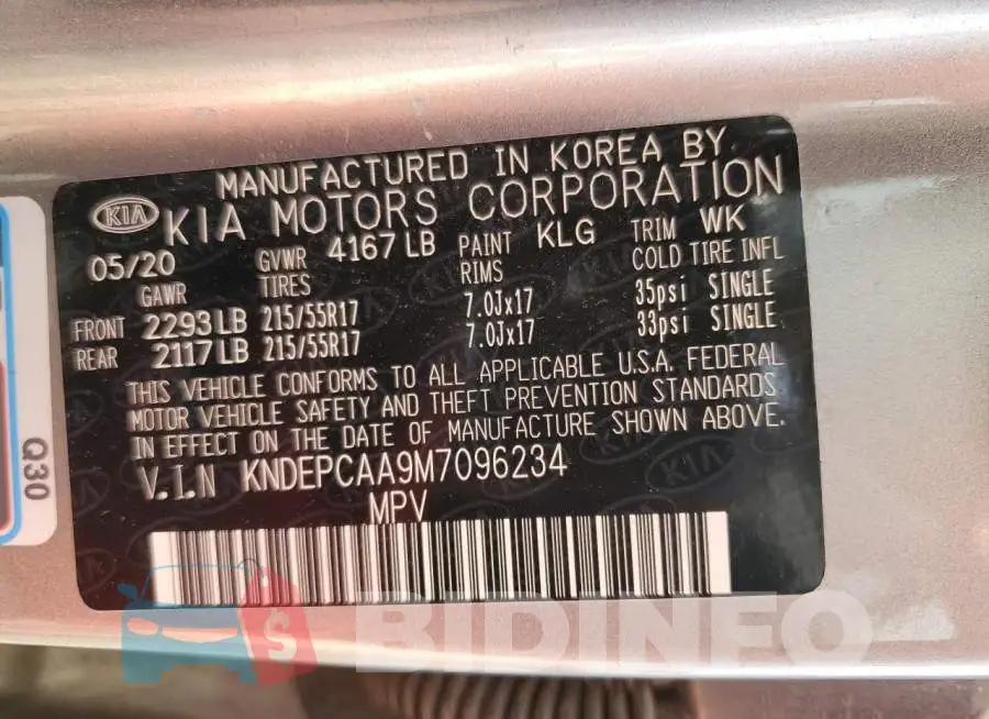 KNDEPCAA9M7096234 Photo# 13