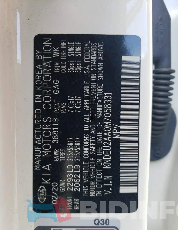 KNDEU2AA0M7058331 Photo# 12