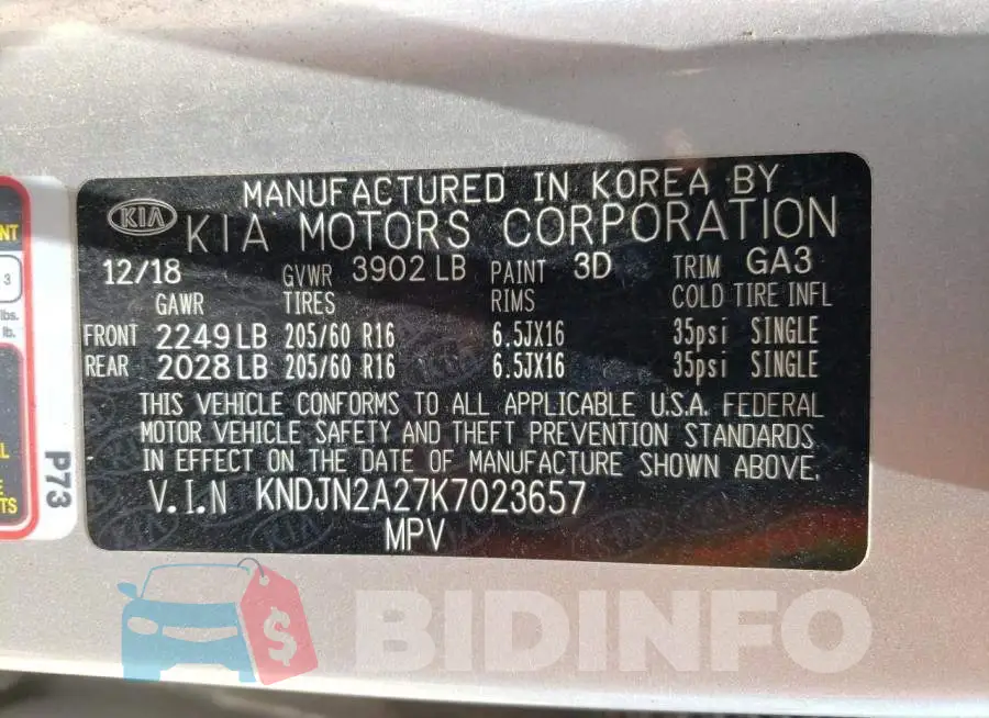 KNDJN2A27K7023657 Photo# 12
