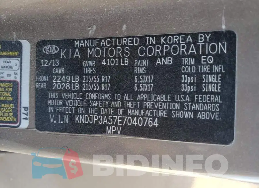 KNDJP3A57E7040764 Photo# 12