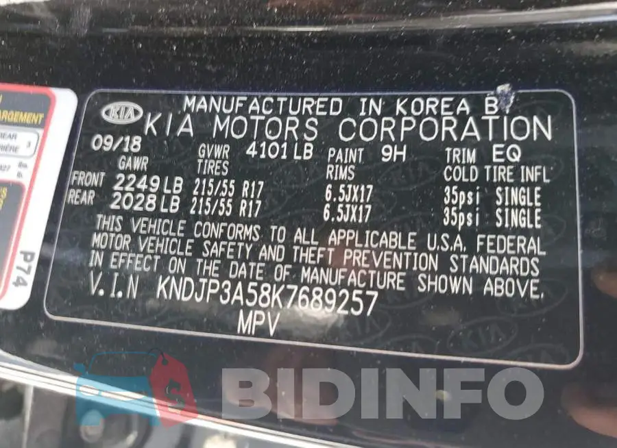 KNDJP3A58K7689257 Photo# 12