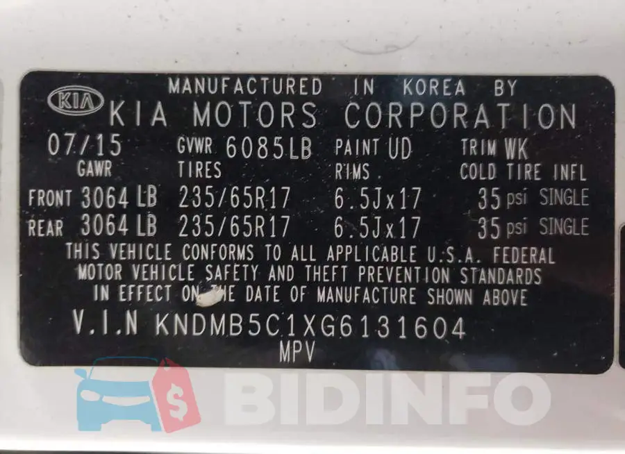 KNDMB5C1XG6131604 Photo# 13