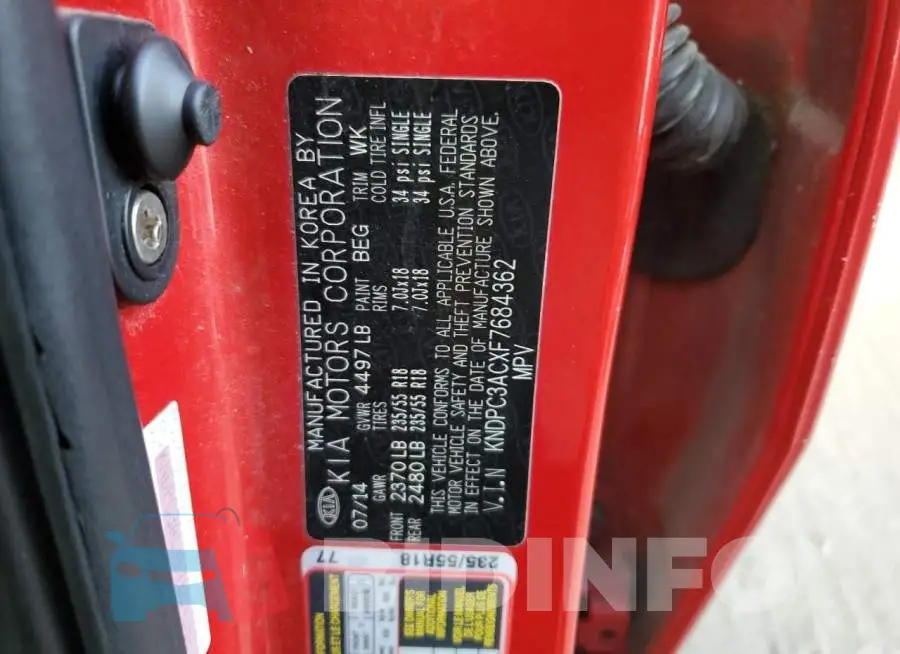 KNDPC3ACXF7684362 Photo# 13