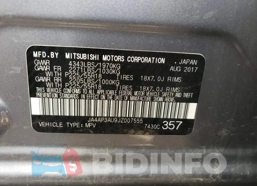 JA4AP3AU9JZ007555 Photo# 13