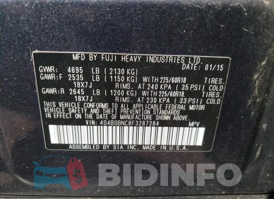 4S4BSBNC8F3287284 Photo# 13