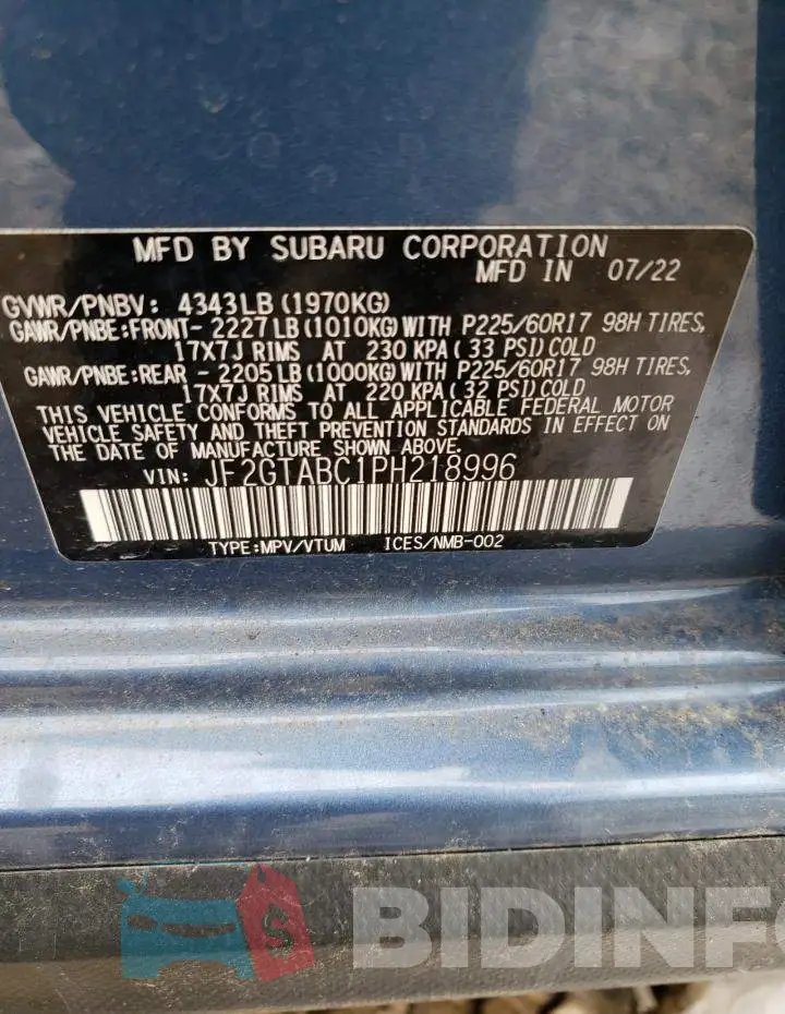 JF2GTABC1PH218996 Photo# 12