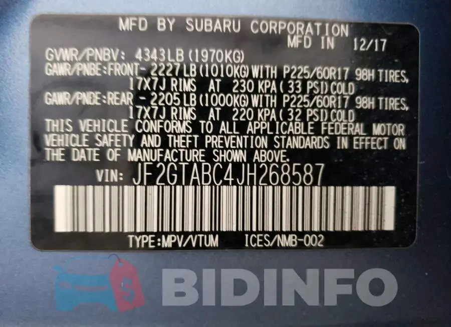 JF2GTABC4JH268587 Photo# 12