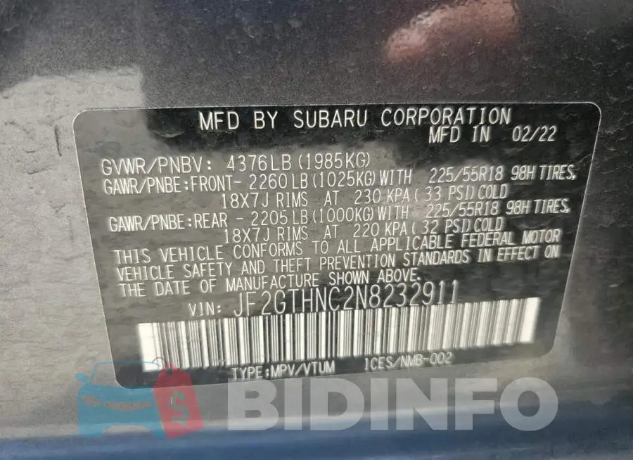 JF2GTHNC2N8232911 Photo# 13