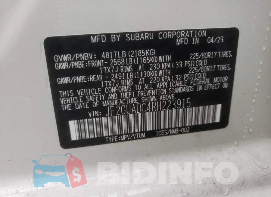 JF2GUADC4RH223915 Photo# 13