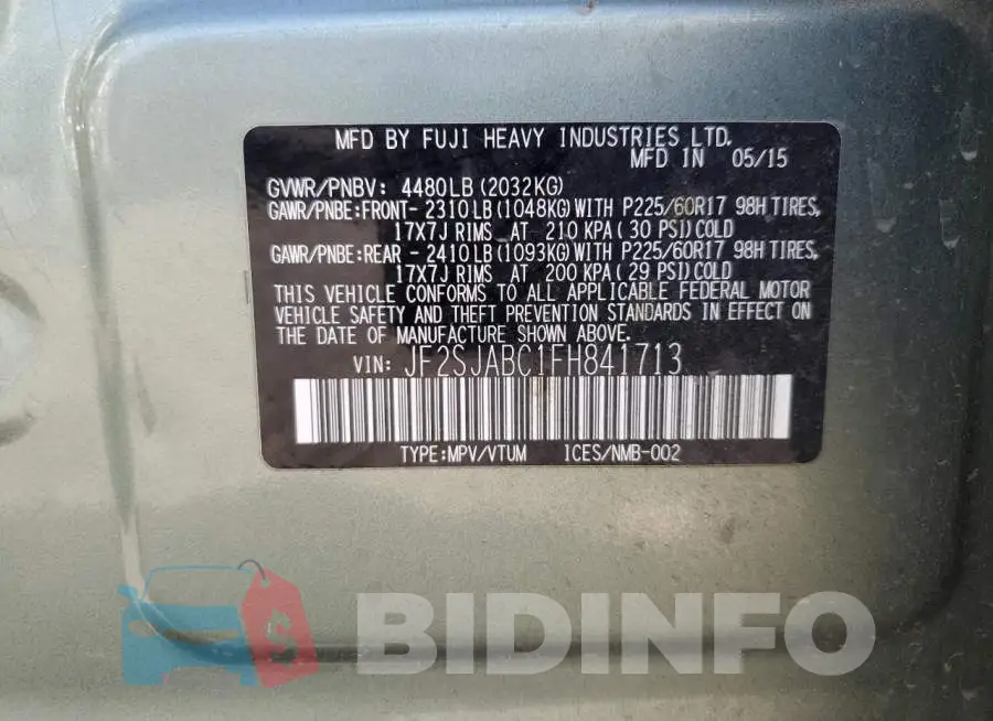 JF2SJABC1FH841713 Photo# 12