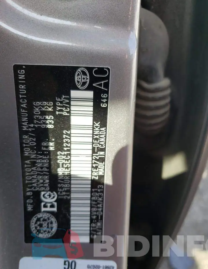 2T1BURHE5EC112372 Photo# 13