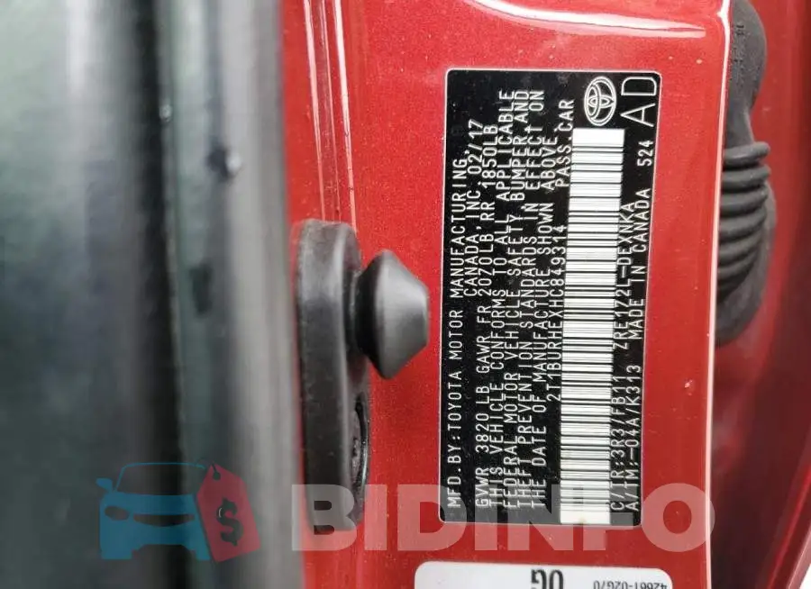 2T1BURHEXHC849314 Photo# 12