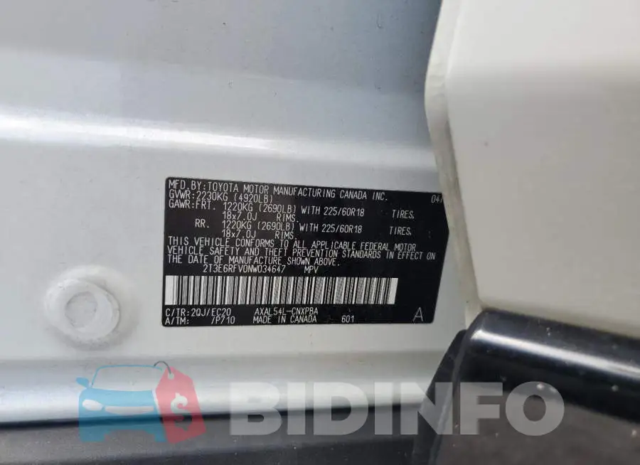 2T3E6RFV0NW034647 Photo# 12