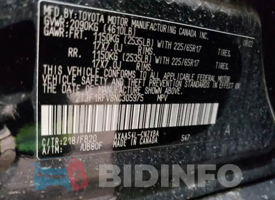 2T3F1RFV8NC305975 Photo# 13