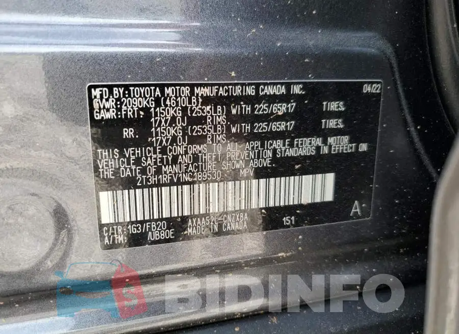 2T3H1RFV1NC189530 Photo# 12