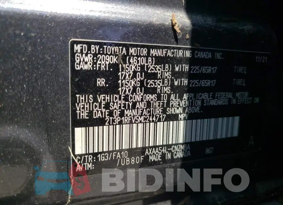 2T3P1RFV5MC244717 Photo# 12
