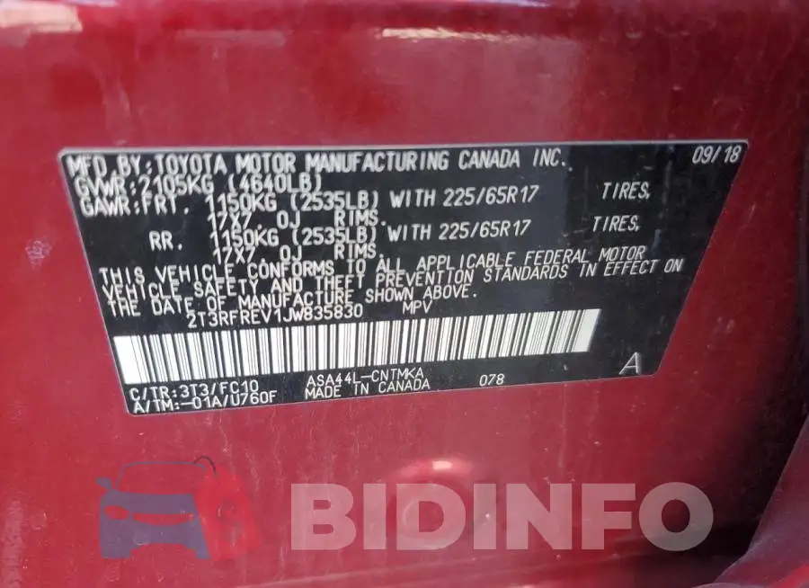 2T3RFREV1JW835830 Photo# 12