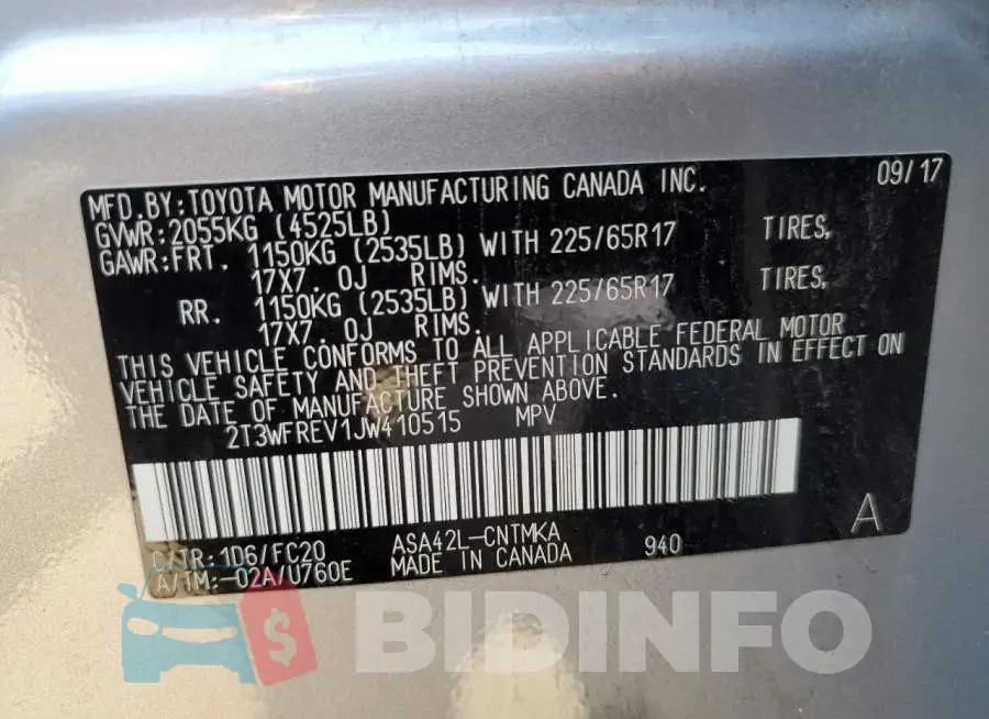 2T3WFREV1JW410515 Photo# 13
