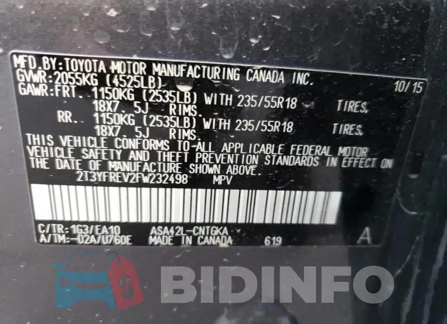 2T3YFREV2FW232498 Photo# 12