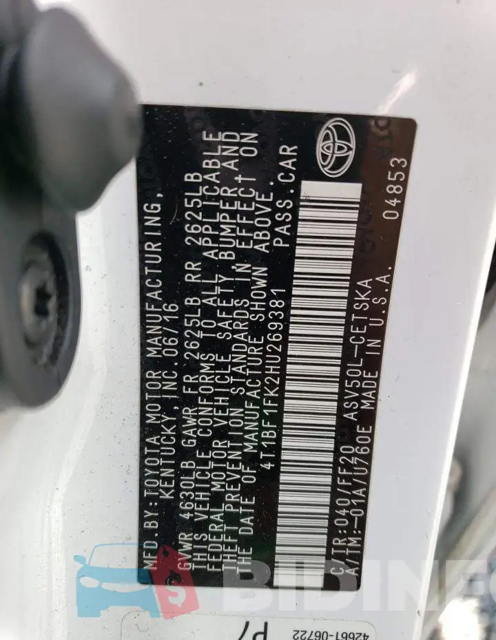 4T1BF1FK2HU269381 Photo# 12