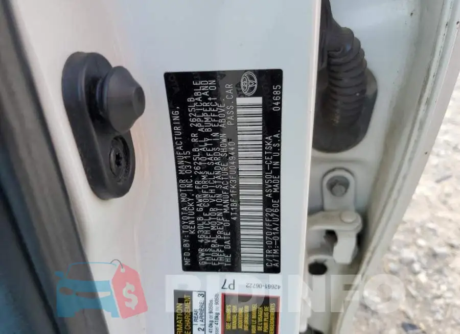 4T1BF1FK3FU049440 Photo# 12