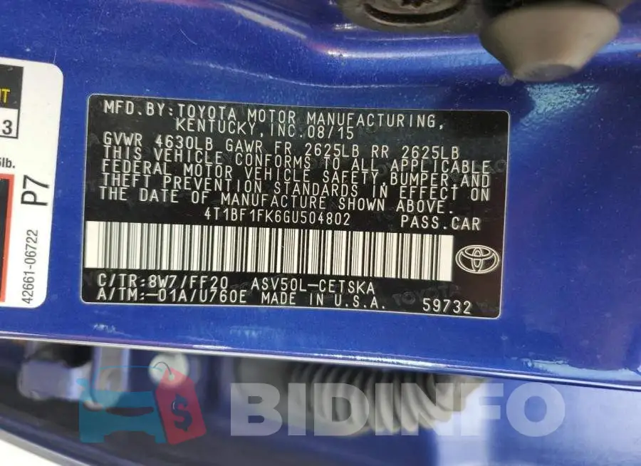 4T1BF1FK6GU504802 Photo# 12