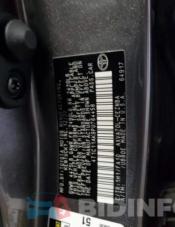 4T1C11AK9PU764458 Photo# 13