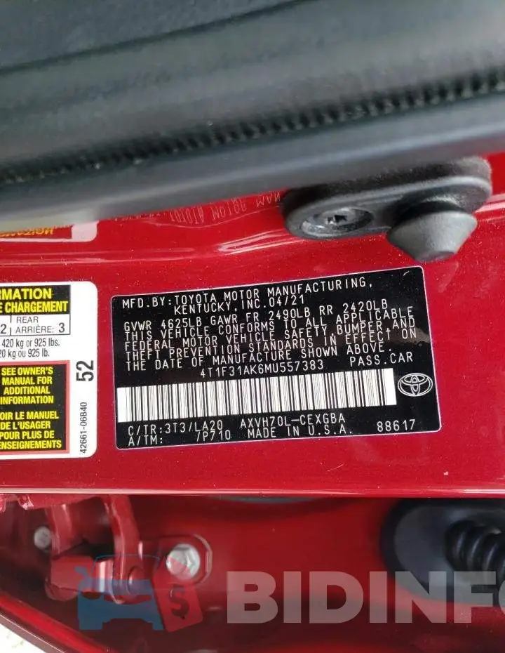 4T1F31AK6MU557383 Photo# 13