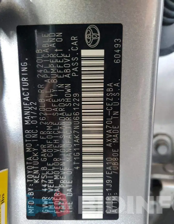 4T1G11AK7NU661229 Photo# 13
