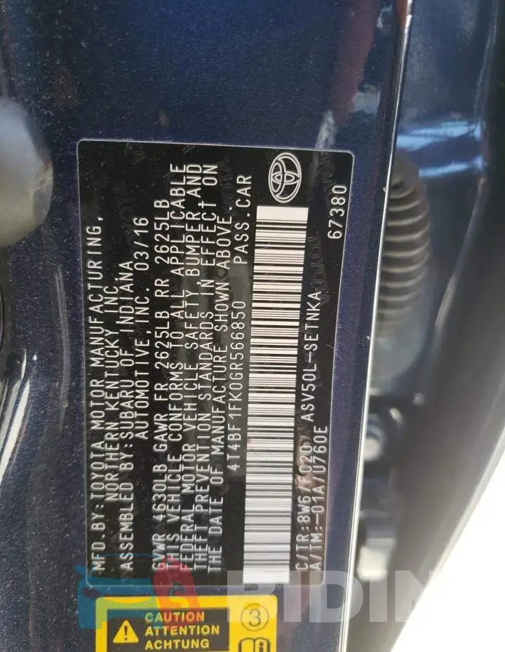 4T4BF1FK0GR566850 Photo# 13