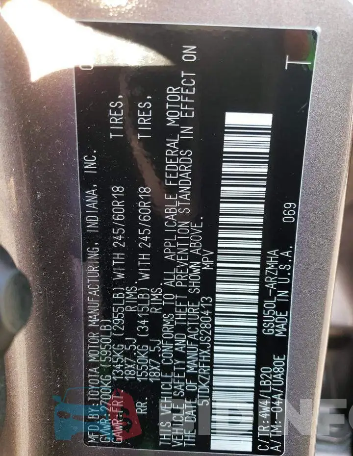 5TDKZRFHXJS280413 Photo# 14