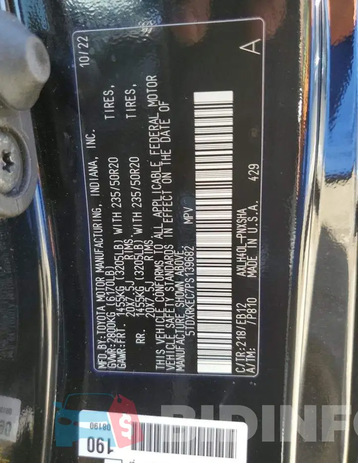 5TDXRKEC7PS139682 Photo# 13