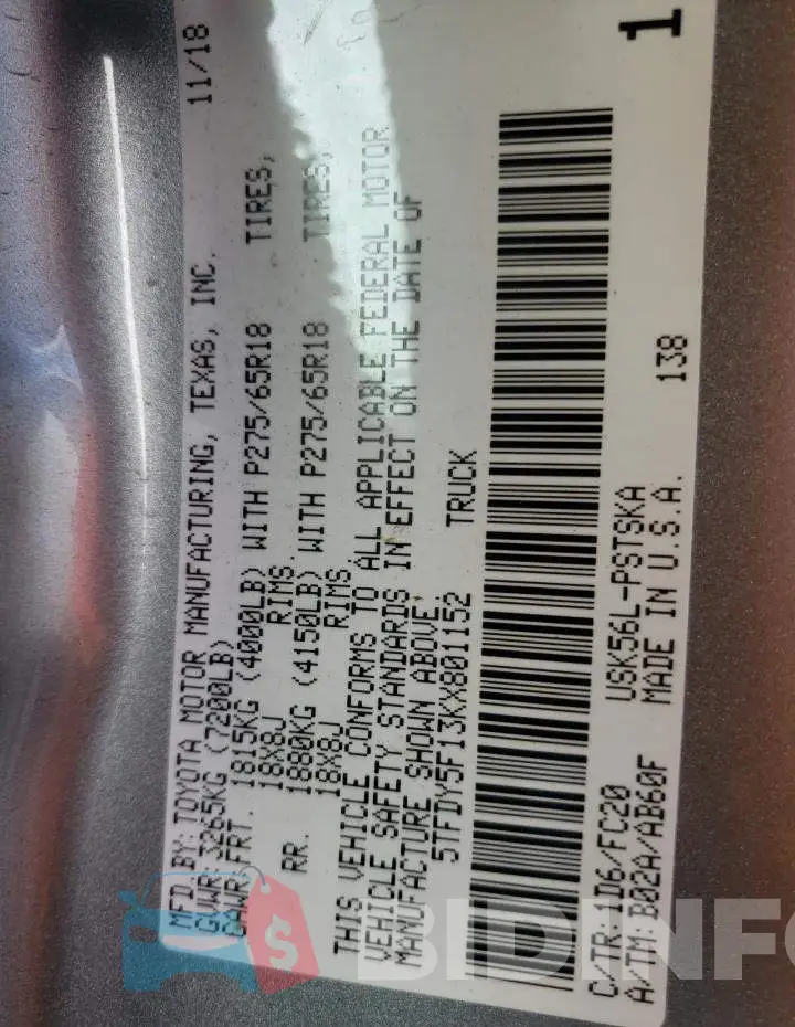 5TFDY5F13KX801152 Photo# 10