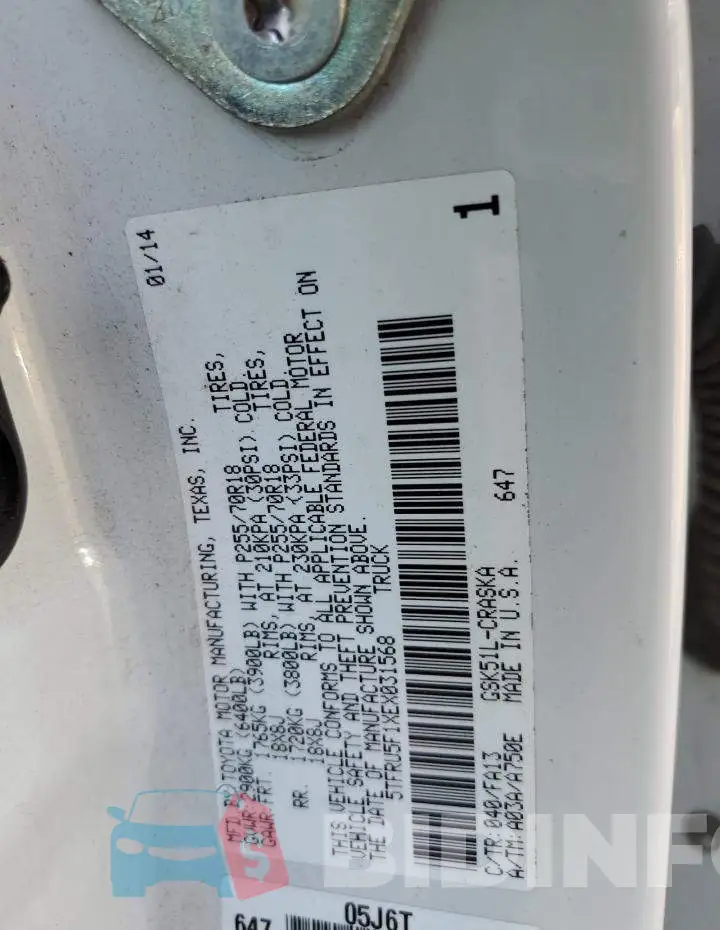 5TFRU5F1XEX031568 Photo# 12