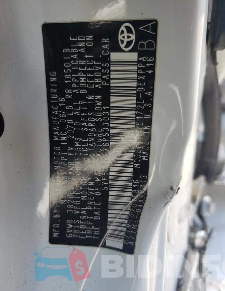 5YFBPRHEXGP533031 Photo# 12