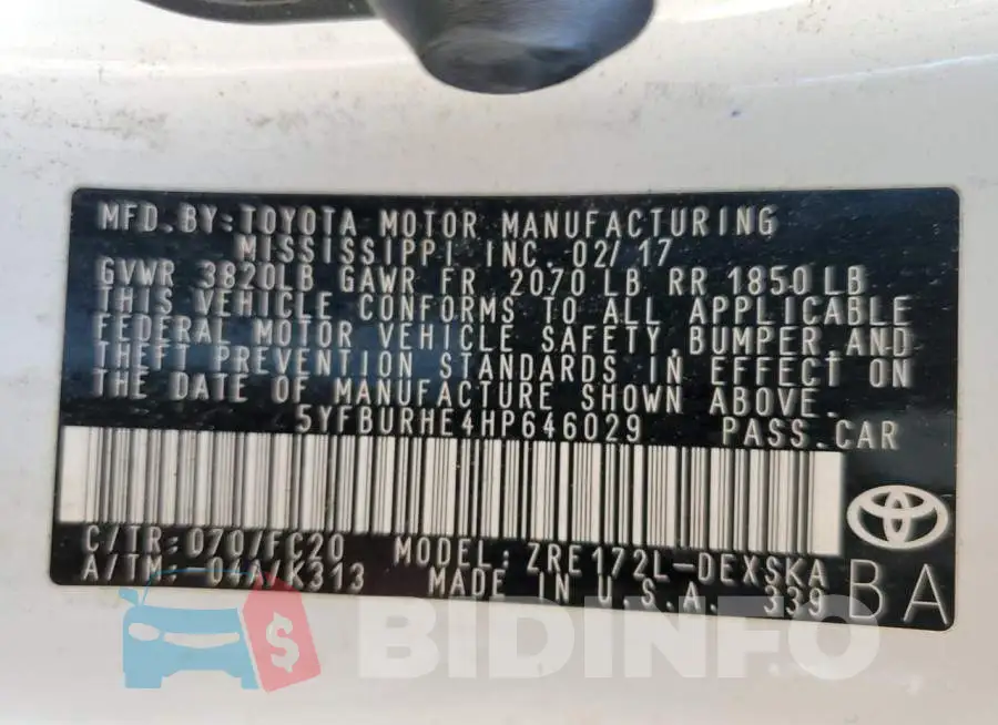 5YFBURHE4HP646029 Photo# 10